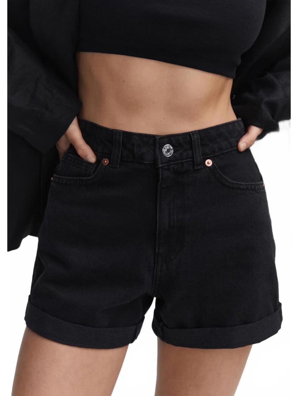 Mango Mom-Fit Denim Shorts NWT Black Denim Size 2